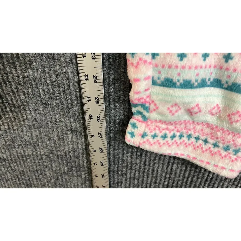 Muk Luks Lounge Set Womens Medium Fleece Pink Blue Jacket Pants Cozy 2 Piece